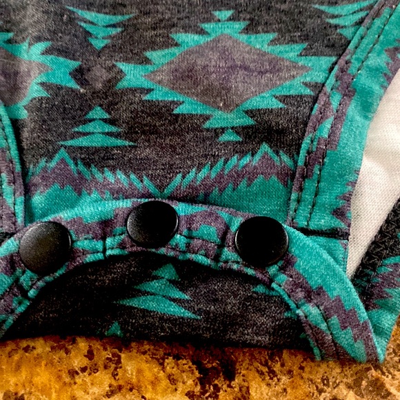 Caboose Kids Teal Aztec Onesie - Picture 2 of 3